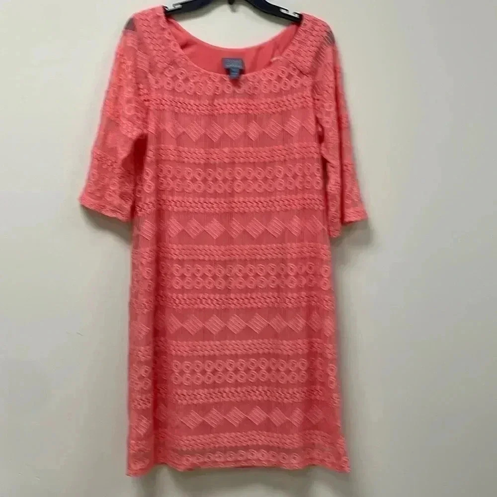 Rabbit Rabbit Rabbit coral lace dress. Lined zippered back Size 14 Date party